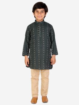 Pro Ethic Style Developer - Green Cotton Kurta and Contrast Pajama Set