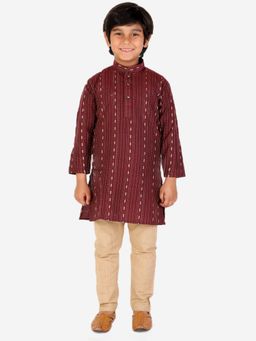 Pro Ethic Style Developer - Maroon Cotton Kurta and Contrast Pajama Set