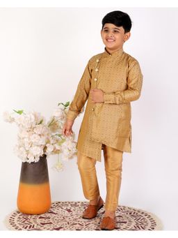 Pro Ethic Style Developer - Beige Silk Printed Style Lining Kurta Pajama Set