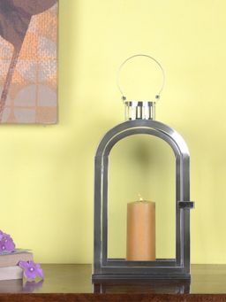 At Home by Nilkamal - Arc Lantern Candle Stand (Silver)