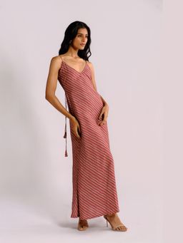 BUDUN - Ashley Maroon Striped Long Dress