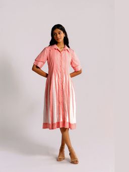 BUDUN - Cara Striped Panelled Dress Shirt Dress