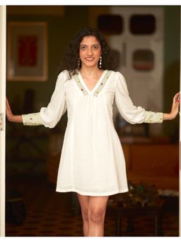 BUDUN - Freesia White Embroidered Dress