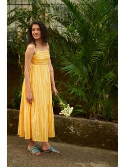 BUDUN - Hiral Yellow Pure Cotton A Line Maxi Dress