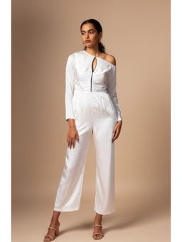 Vedika M - Classic White Drop Shoulder Jumpsuit
