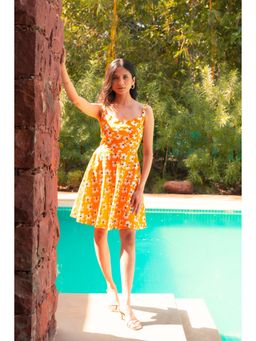 BUDUN - Lily Yellow Pure Cotton Floral Printed Dress