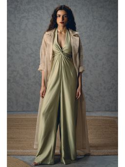 Paulmi & Harsh - Green Shinju Green Jumpsuit with Jacket