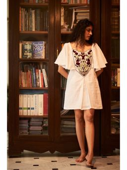 BUDUN - Sharon Linen White A Line Mini Dress