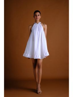 BUDUN - Taylor White Linen Embroidered Mini Dress