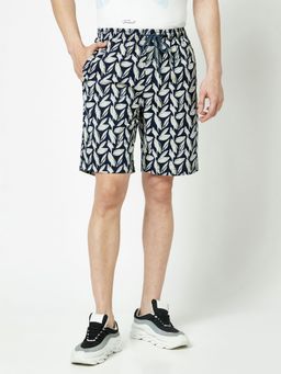 CRIMSOUNE CLUB - Men Polished Navy Blue Floral Shorts