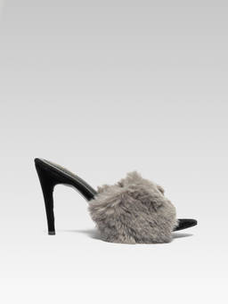 Zori World - PANTHER - GREY FUR STILETTO HEELS