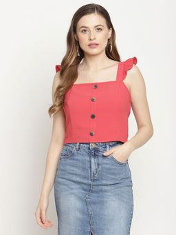 Madame - Coral Square Neck Top