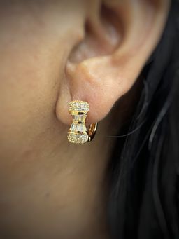 Digital Dress Room - Gold-Plated Cz Bow Design Ad Hoop Earrings for Women