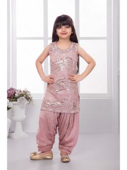 Lagorii - Dusty Pink Sequin Embellished Kurti and Salwar
