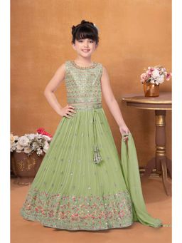 Lagorii - Elegant Pista Green Sequin Embroidery Lehenga and Choli with Dupatta