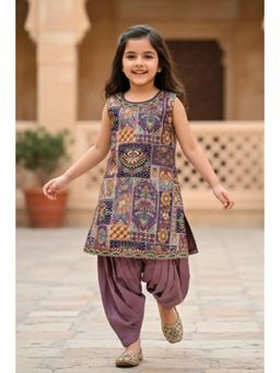 Lagorii - Mauve Brocade Kurta With Patiala Bottom