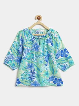 Campana - Girls Three Fourth Sleeves Print Top-Green