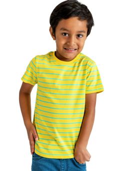 Campana - Boys Pure Cotton Round Neck Striped T-shirt -Yellow