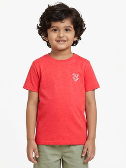 Campana - Boys Pure Cotton Round Neck Solid T-shirt -Coral