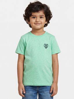 Campana - Boys Pure Cotton Round Neck Solid T-shirt -Green