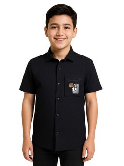 CHARCHIT - Boys Half Sleeves Textured Shirt-Black
