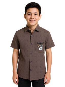 CHARCHIT - Boys Half Sleeves Textured Shirt-Brown