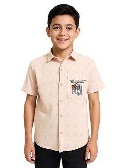 CHARCHIT - Boys Half Sleeves Textured Shirt-Peach
