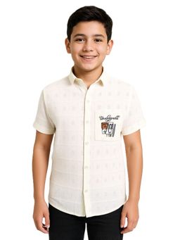 CHARCHIT - Boys Half Sleeves Textured Shirt-White