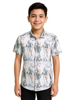 CHARCHIT - Boys Half Sleeves Geometric Printed Shirt-Green