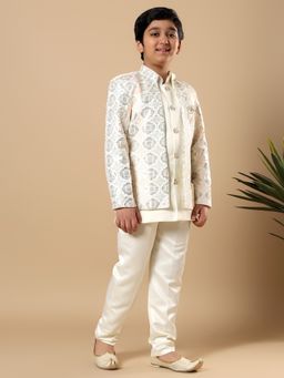 BT DEZINES - Ivory Embroidered Sequined Sherwani and Trouser with Jacket