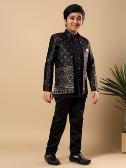 BT DEZINES - Black Embroidered Sequined Sherwani and Trouser with Jacket