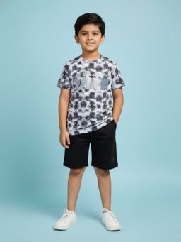 KiddoPanti - Boys 100% Cotton Tie and Dye Printed T-shirt With Short