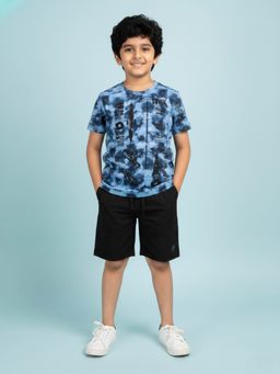 KiddoPanti - Boys 100% Cotton Tie and Dye Printed T-shirt With Short