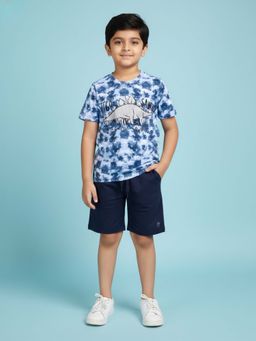 KiddoPanti - Boys 100% Cotton Tie and Dye Printed T-shirt With Short