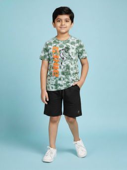 KiddoPanti - Boys 100% Cotton Tie and Dye Printed T-shirt With Short