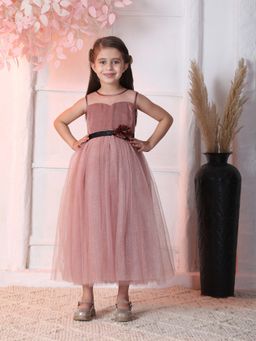 Toy Balloon Kids - Brown Full Length Girls Party Wear Gown