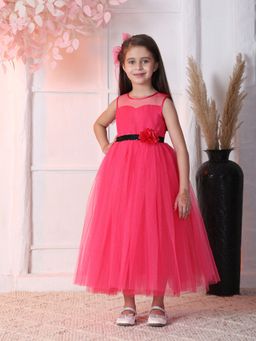 Toy Balloon Kids - Fuschia Pink Full Length Girls Party Wear Gown