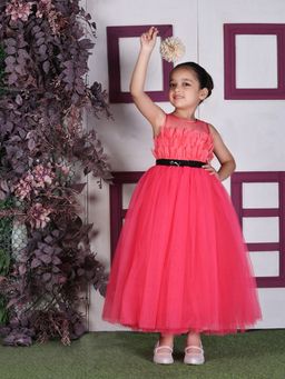 Toy Balloon Kids - Coral Full Length Girls Party wear Gown