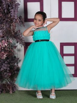 Toy Balloon Kids - Turquoise Full Length Girls Party wear Gown