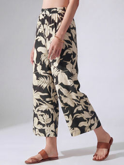 max - Women Black Floral Print Palazzo