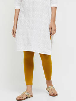 max - Women Mustard Solid Ankle-Length Leggings