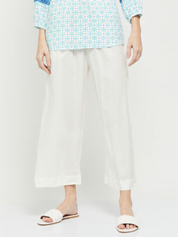 max - Women Off White Solid Palazzo