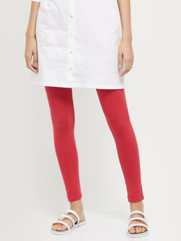 max - Women Pink Solid Cropped Leggings