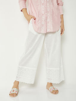 max - Women White Schiffili Hem Palazzo