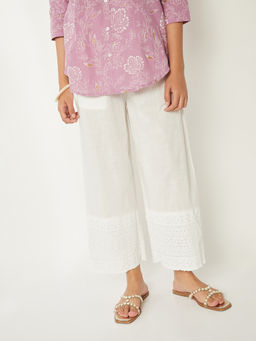 max - Women White Embroidered Palazzo