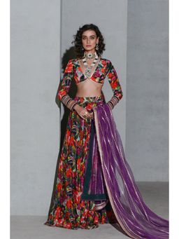 RISHI & VIBHUTI - Forest Lehenga with Blouse and Dupatta (Set of 3)