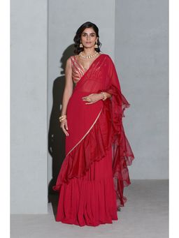 RISHI & VIBHUTI - Crimson Gales Lehanga Saree with Blouse