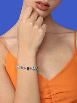Sohi - Gold Plated Multi-Color Stone Bracelet for Women