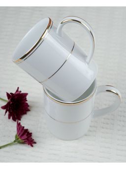 Dankotuwa - Porcelain 24k Gold Crafted Coffee Mugs 250 ml - Pack of 2 White
