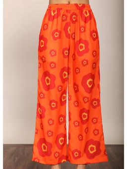 Kaori By Shreya - Orange Floral Relaxed Elastic Belt Palazzo